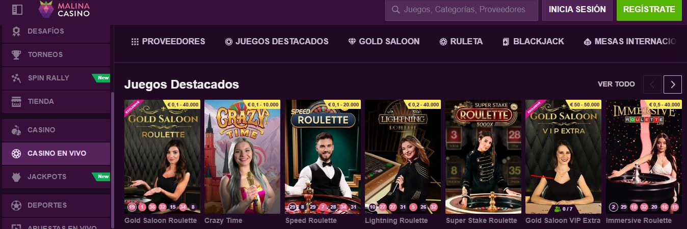 Juega ruleta en vivo con crupieres reales en Malina Casino